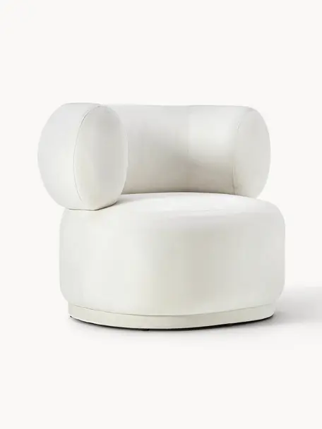 Fluwelen fauteuil Cori, Bekleding: 100% polyester (fluweel), Frame: eucalyptushout, Fluweel crèmewit, B 100 x H 84 cm