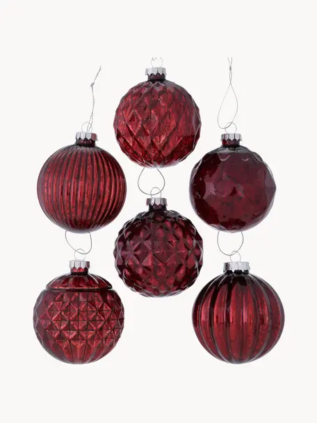 Set palline di Natale Vilentia 12 pz, Vetro laccato, Rosso ruggine, Ø 9 x Alt. 9 cm