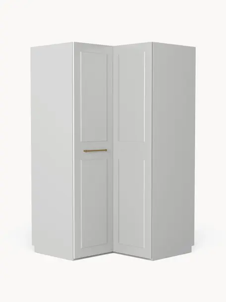 Armario esquinero modular Charlotte, 2 puertas (115 cm), Estructura: tablero aglomerado revest, Gris, Esquinero (An 115 x Al 200 cm)