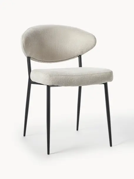 Polsterstühle Adele, 2 Stück, Gestell: Metall, pulverbeschichtet, Webstoff Hellbeige, B 54 x T 57 cm