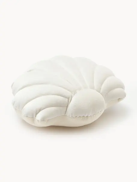 Fluwelen kussen Shell in schelp vorm, Gebroken wit, B 32 x L 27 cm