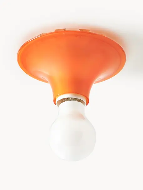 Kleine plafondlamp Teti, Polycarbonaat, Oranje, Ø 14 x H 7 cm