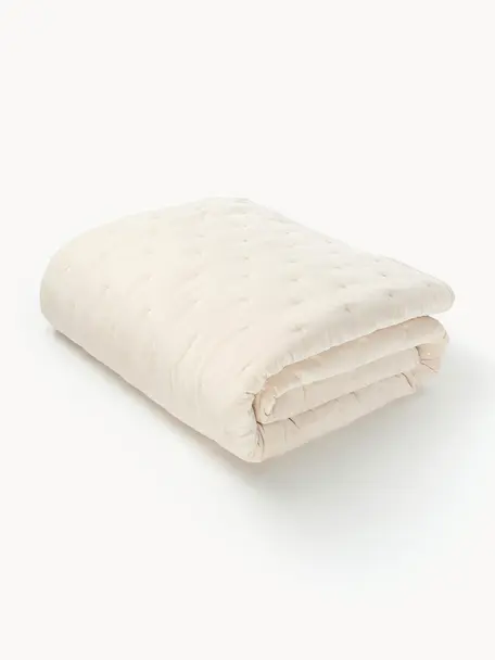 Copriletto trapuntato in velluto Cheryl, Retro: cotone, Bianco crema, Larg. 240 x Lung. 250 cm (per letti da 200 x 200 cm)