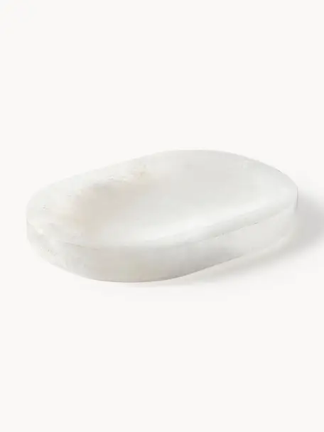 Seifenschale Valo aus Alabaster, Alabaster, Weiß, B 14 x T 10 cm