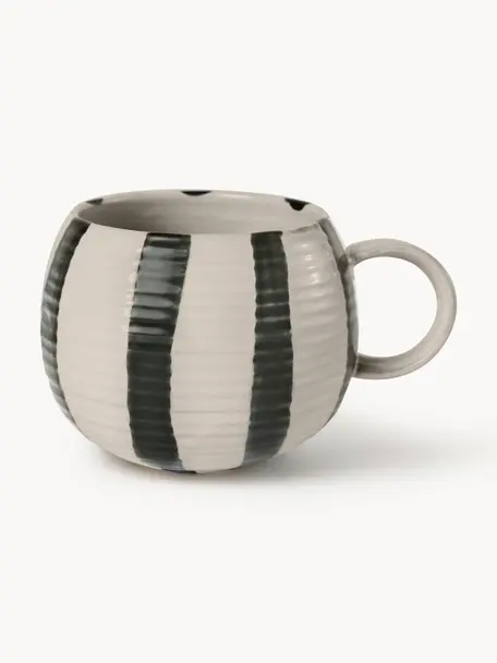 Tasse XL artisanale Serina, Grès cérame, Noir, beige, Ø 11 x 9 cm, 510 ml