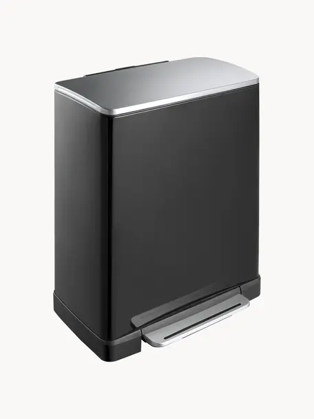 Papelera Recycle E-Cube, 28 L+18 L, Recipiente: acero, Negro mate, An 50 x F 35 cm, 28 L + 18 L