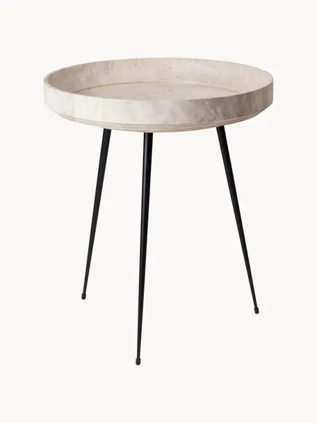 Kulatý odkládací stolek z dubového dřeva Bowl, ručně vyrobený, Dubové dřevo, světle béžově lakované, Ø 46 cm, V 55 cm