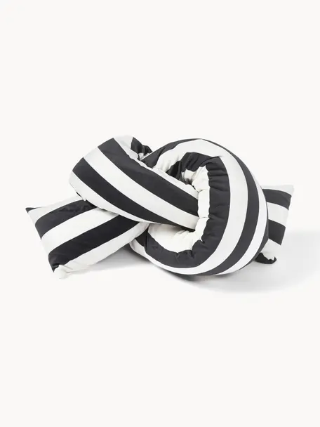 Cojín nudo de terciopelo a rayas Knot, Funda: terciopelo (100% poliéste, Negro, Off White, An 145 x L 33 cm
