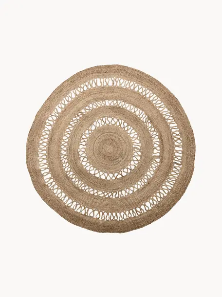 Kulatý jutový koberec v boho stylu Benita, 100% juta, Hnědá, Ø 182 cm (velikost L)