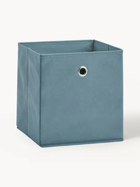 Caja Lisa, Tapizado: tela sin tejer, Estructura: cartón, metal, Azul petróleo, An 28 x Al 28 cm