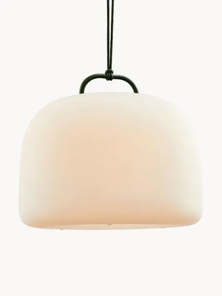 Lampada portatile per esterni a LED con luce regolabile Kettle, Lampada: plastica, Bianco crema, verde scuro, Ø 36 x Alt. 31 cm
