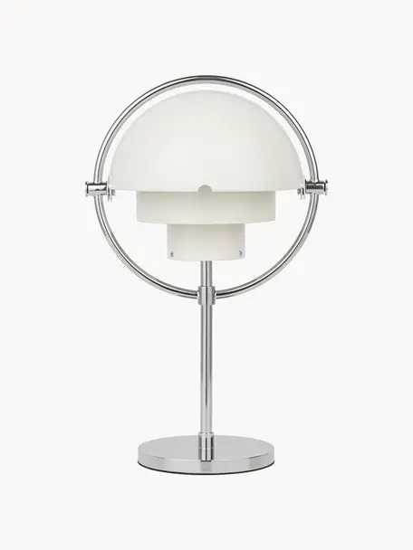 Mobiel dimbare tafellamp Multi-Lite met USB-aansluiting, verstelbaar, Gecoat aluminium, Wit mat, zilverkleurig glanzend, Ø 15 x H 30 cm
