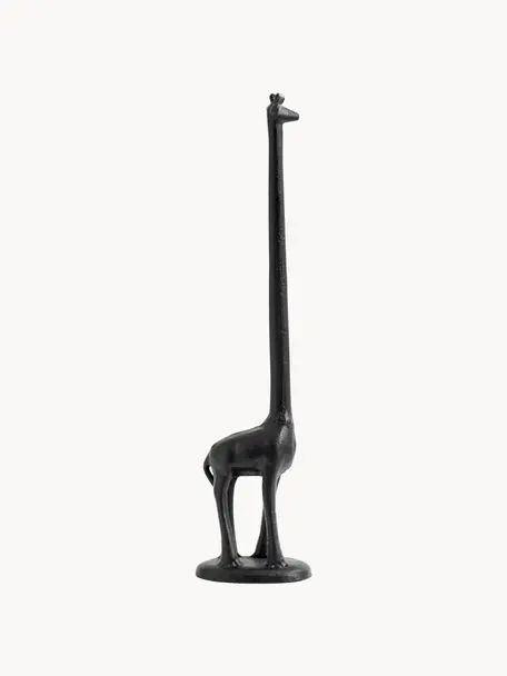 Porte-rouleau de cuisine en métal en forme de girafe Wild Life, Métal, laqué, Noir, larg. 11 x haut. 46 cm