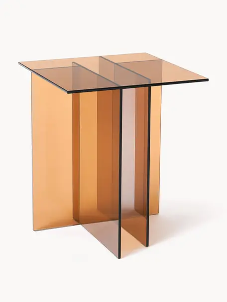 Stolik pomocniczy ze szkła Anouk, Szkło, Brązowy, transparentny, S 42 x W 50 cm