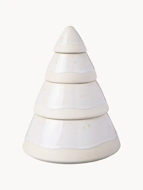 Boîte de rangement Winter Glow, Porcelaine Premium, Beige clair, blanc, Ø 18 x haut. 23 cm