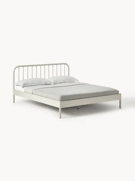 Cama de metal Sanna, Metal con pintura en polvo, Beige claro, An 140 x L 200 cm