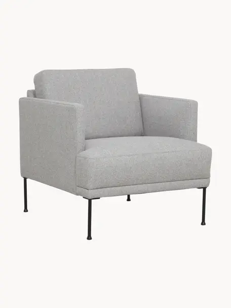 Poltrona Fluente, Rivestimento: 80% poliestere, 20% ramiè, Struttura: legno di pino massiccio, , Gambe: metallo verniciato a polv, Tessuto grigio chiaro, Larg. 74 x Prof. 85 cm