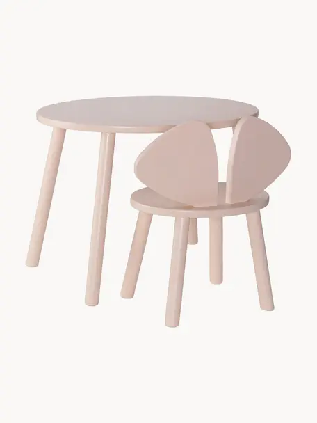 Set de mesa infantil con silla Mouse, 2 pzas., Chapa de madera de abedul pintada

Este producto está hecho de madera de origen sostenible y con certificación FSC®., Rosa claro, Set de diferentes tamaños