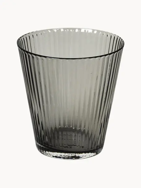 Szklanka z dmuchanego szkła dymnego Cru, 1 l, Szkło bezołowiowe, Szary, transparentny, Ø 9 x W 10 cm, 260 ml