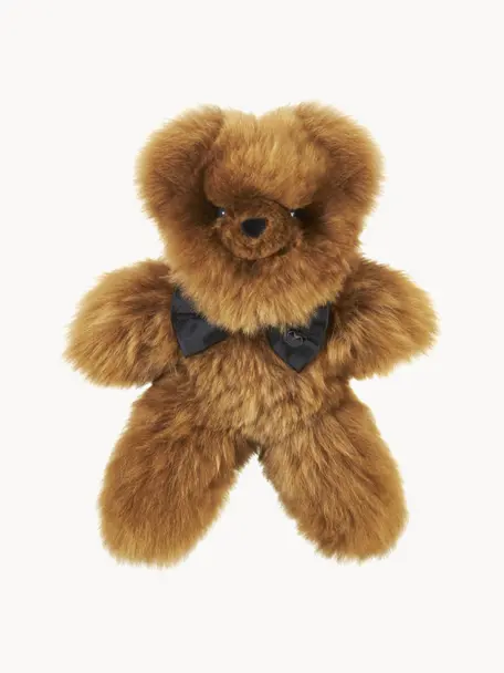 Handgefertigter Teddybär Pelu aus Alpakafell, Bezug: Alpakafell, Braun, B 20 x H 30 cm