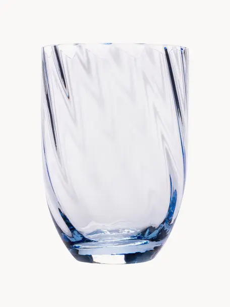 Bicchieri per acqua in vetro soffiato Swirl 6 pz, Vetro, Azzurro, Ø 7 x Alt. 10 cm, 250 ml