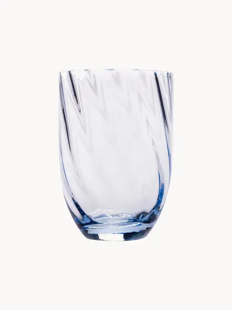 Mundgeblasene Wassergläser Swirl, 6 Stück, Glas, Hellblau, Ø 7 x H 10 cm, 250 ml