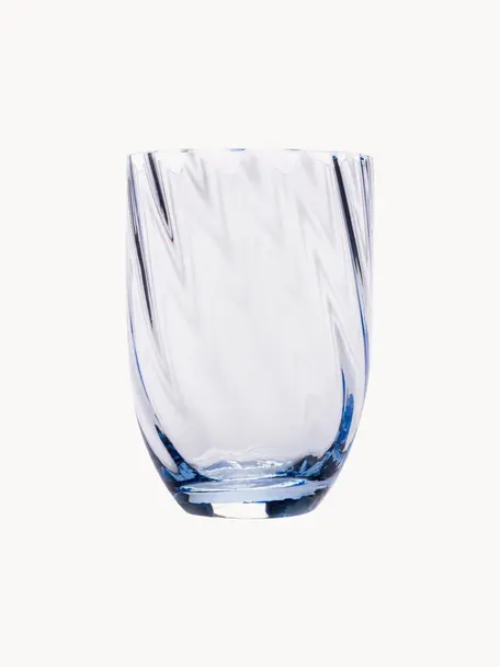 Set de vasos artesanales Swirl, 6 uds., Vidrio, Azul claro, Ø 7 x Al 10 cm, 250 ml