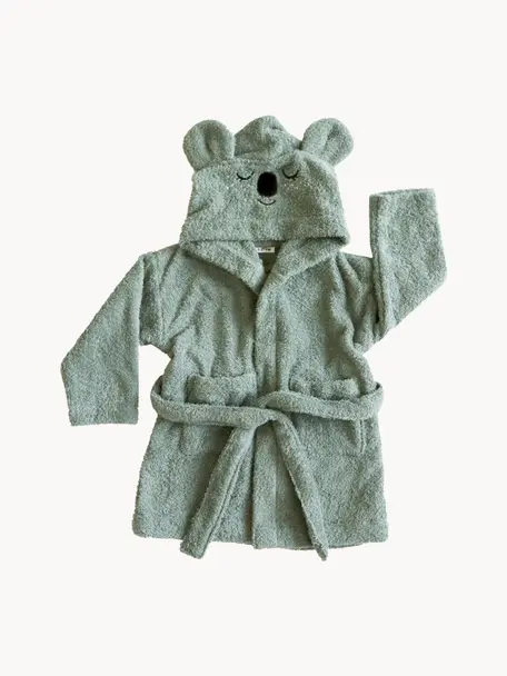 Dětský župan Koala, různé velikosti, 100 % bio bavlna, s certifikátem GOTS, Modrozelená, Š 36 cm, D 48 cm