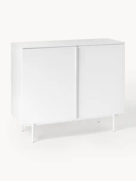 Credenza alta in legno Elona, Bianco, Larg. 100 x Alt. 120 cm