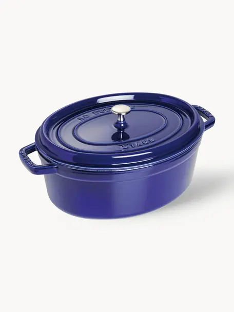 Casseruola ovale in ghisa La Cocotte, Ghisa smaltata, Blu elettrico, argentato, Larg. 38 x Alt. 17 cm, 5,5 l