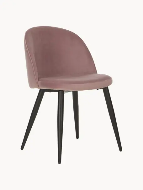 Sillas tapizadas en terciopelo Amy, 2 uds., Tapizado: terciopelo (poliéster) Al, Patas: metal con pintura en polv, Terciopelo rosa, An 47 x F 55 cm