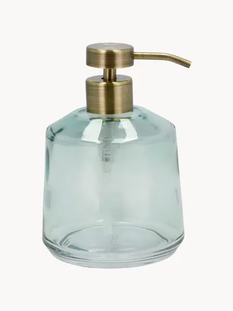 Dispenser sapone in vetro Vintage, Contenitore: vetro, Testa della pompa: plastica, Azzurro trasparente, Ø 10 x Alt. 15 cm