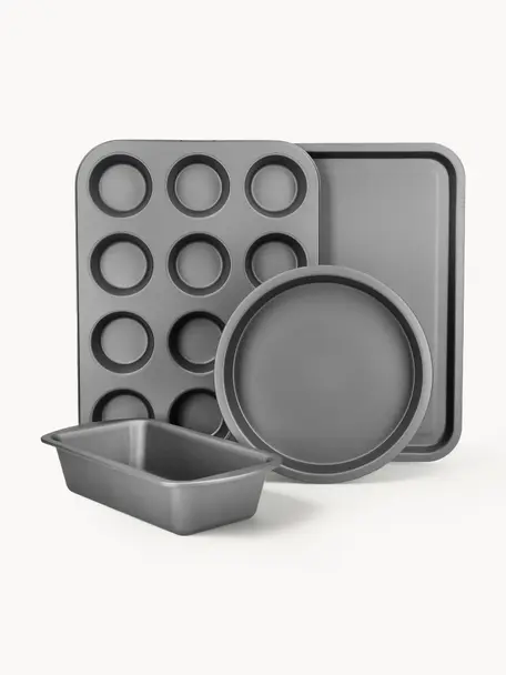 Set 4 teglie antiaderenti KitchenCraft, Acciaio con rivestimento antiaderente, Nero, Set in varie misure