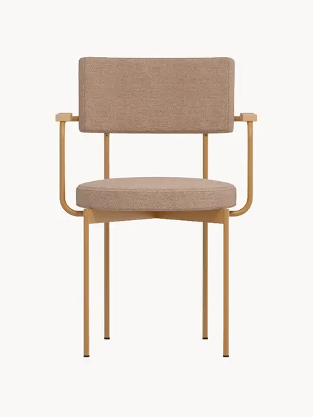 Židle s područkami a kovovým rámem Sedia, Světle hnědá, Š 56 cm, H 54 cm