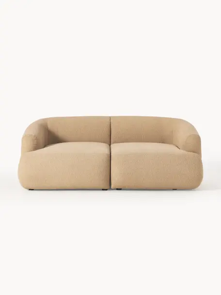 Modulares Bouclé-Sofa Sofia (2-Sitzer), Bezug: Bouclé (100 % Polyester) , Gestell: Fichtenholz, FSC-zertifiz, Füße: Kunststoff, Bouclé Beige, B 186 x T 103 cm