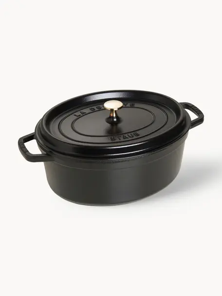 Casseruola ovale in ghisa La Cocotte, Ghisa smaltata, Nero, dorato, Larg. 38 x Alt. 17 cm, 5,5 l