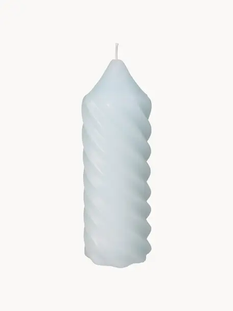 Velká sloupová svíčka Spiral, Vosk, Světle modrá, Ø 7 cm, V 20 cm
