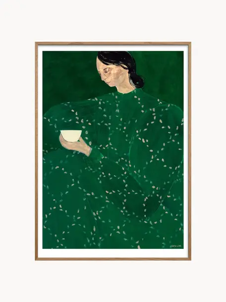 Poster Coffee Alone At Place De Clichy by Sofia Lind x The Poster Club, Donkergroen, B 30 x H 40 cm
