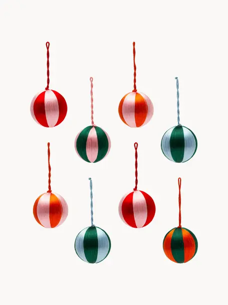 Grote kerstballen Corded, set van 8, Kunstvezels, Meerkleurig, Ø 15 cm