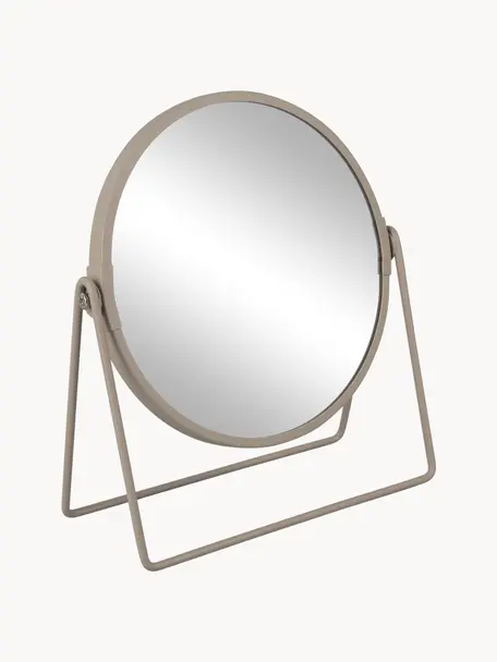 Ronde make-up spiegel Enlarge met vergroting, Lijst: kunststof, Greige, B 19 x H 21 cm