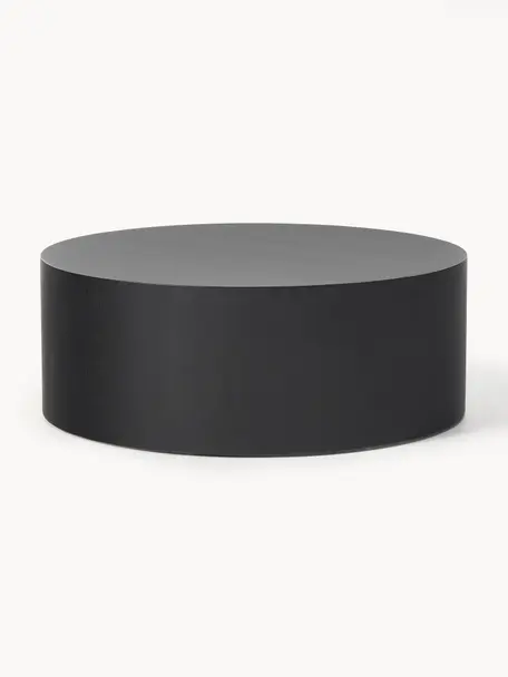 Table basse ronde en bois Dan, MDF avec placage en frêne, Noir, Ø 80 x haut. 30 cm