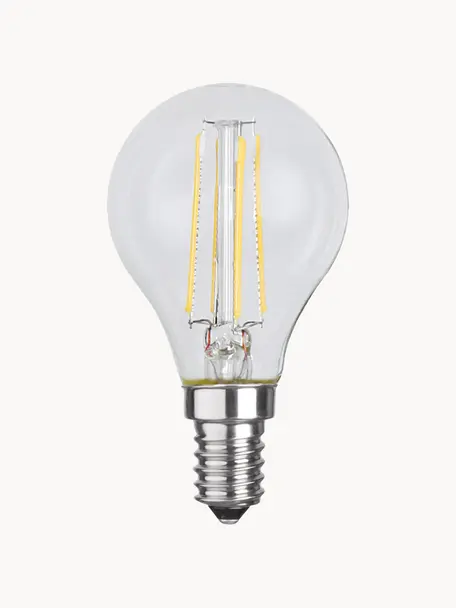 Lampadine E14, bianco caldo, 2 pz, Lampadina: vetro, Base lampadina: alluminio, Trasparente, Ø 5 x 470 lm