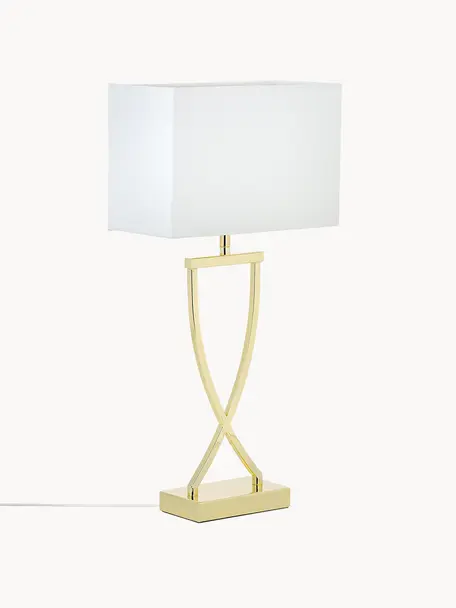 Lampa stołowa Vanessa, Biały, odcienie złotego, S 27 x W 52 cm