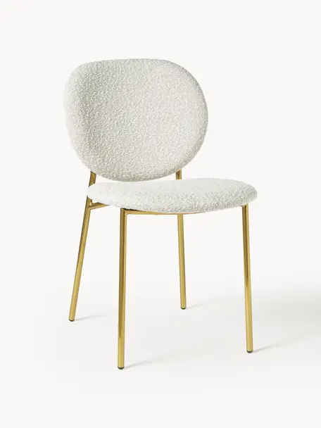 Buklé stoličky Ulrica, 2 ks, Buklé lomená biela, odtiene zlatej, Š 47 x H 61 cm