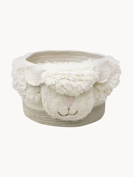Aufbewahrungskorb Sheep, Korb: 100 % Wolle, Tasche: 100 % Baumwolle, Cremeweiß, B 30 x H 27 cm