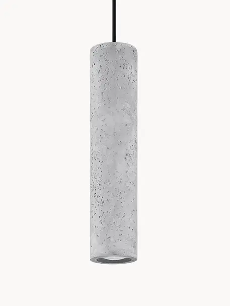 Kleine hanglamp Fadre van beton, Lampenkap: beton, Lichtgrijs, Ø 7 x H 30 cm