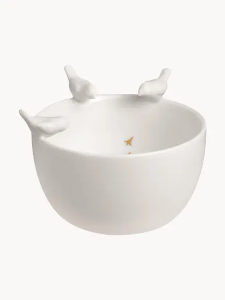 Malá dekoratívna nádoba Vögel, Ø 8 cm, Porcelán, Biela, odtiene zlatej, Ø 8 x V 4 cm