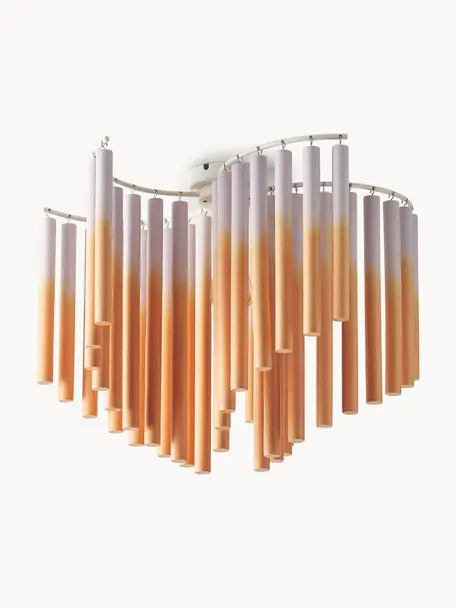 Tafellamp Desto, Lampenkap: 100% essenhout, Oranje, lavendel, Ø 12 x H 45 cm
