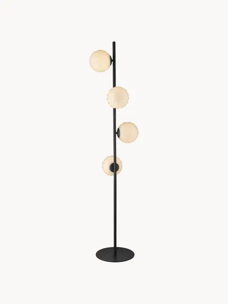 Ručně foukané stojací lampa Twist, Černá, V 150 cm