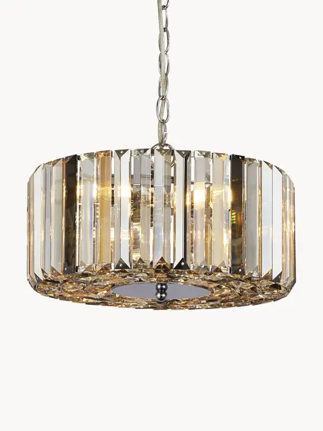 Závěsné skleněné svítidlo Crystals, Zlatá, stříbrná, transparentní, Ø 35 cm, V 15 cm